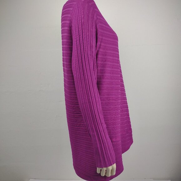 Carlisle Collection fuchsia purple silk blend asymmetrical knit top ladies XL - Picture 4 of 8
